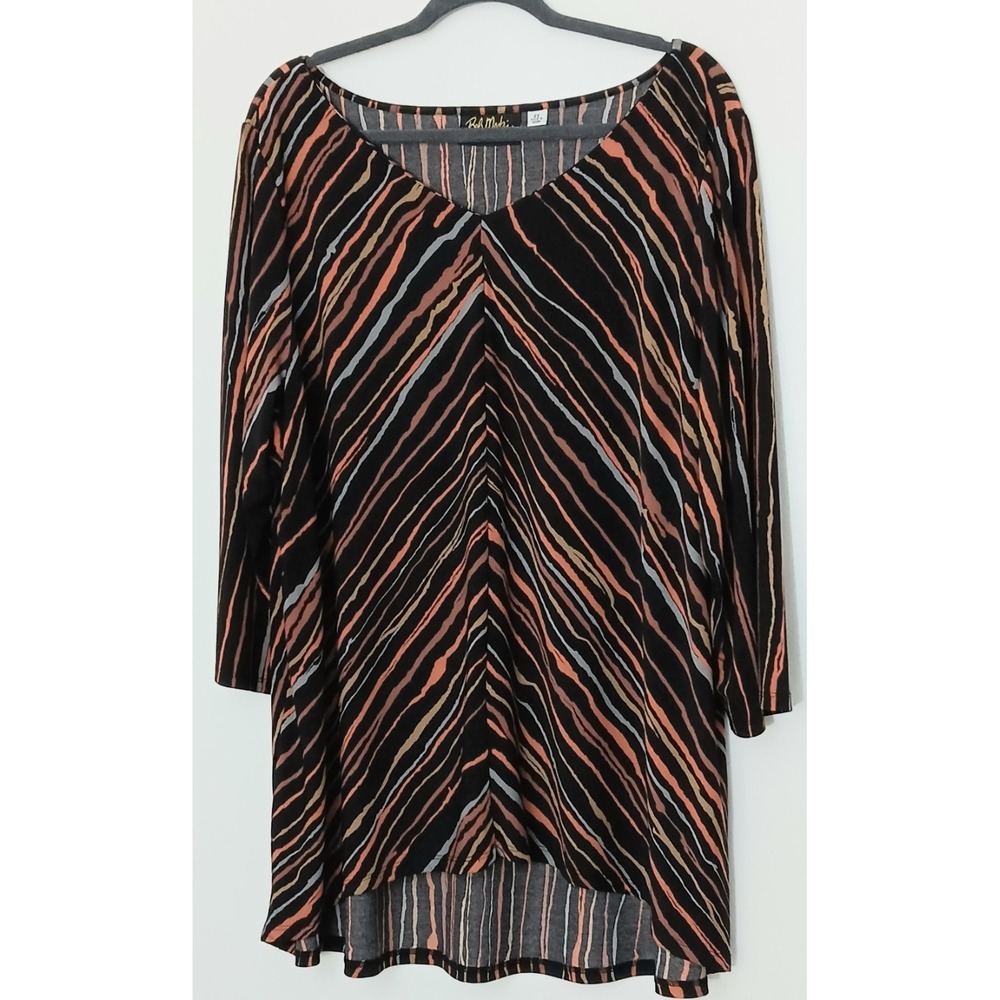 Bob Mackie Wearable Art Top Women's Size 2X Black Orange & Brown Tunic Pre-owned